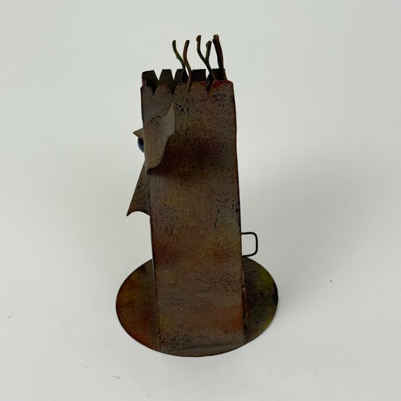 Metal Halloween Ghost Tea-Light Holder Brown Rustic Decor - Picture 2 of 6
